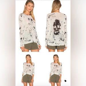 Skull Cashmere Paint splatter oversized light sweater
